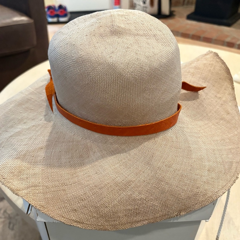 Chic Beige Floppy Hat with Orange Accent